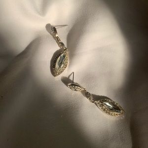 Long sparkling silver earrings